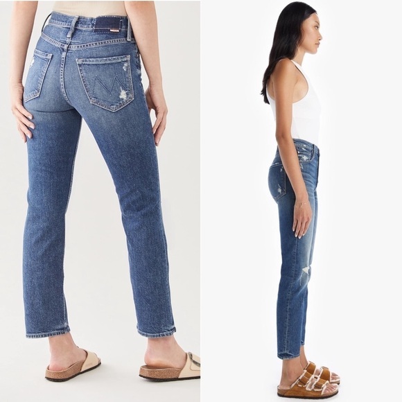 MOTHER SUPERIOR 90s High Rise Distressed Button Fly Ankle Crop Straight Jeans 26 - Picture 7 of 14